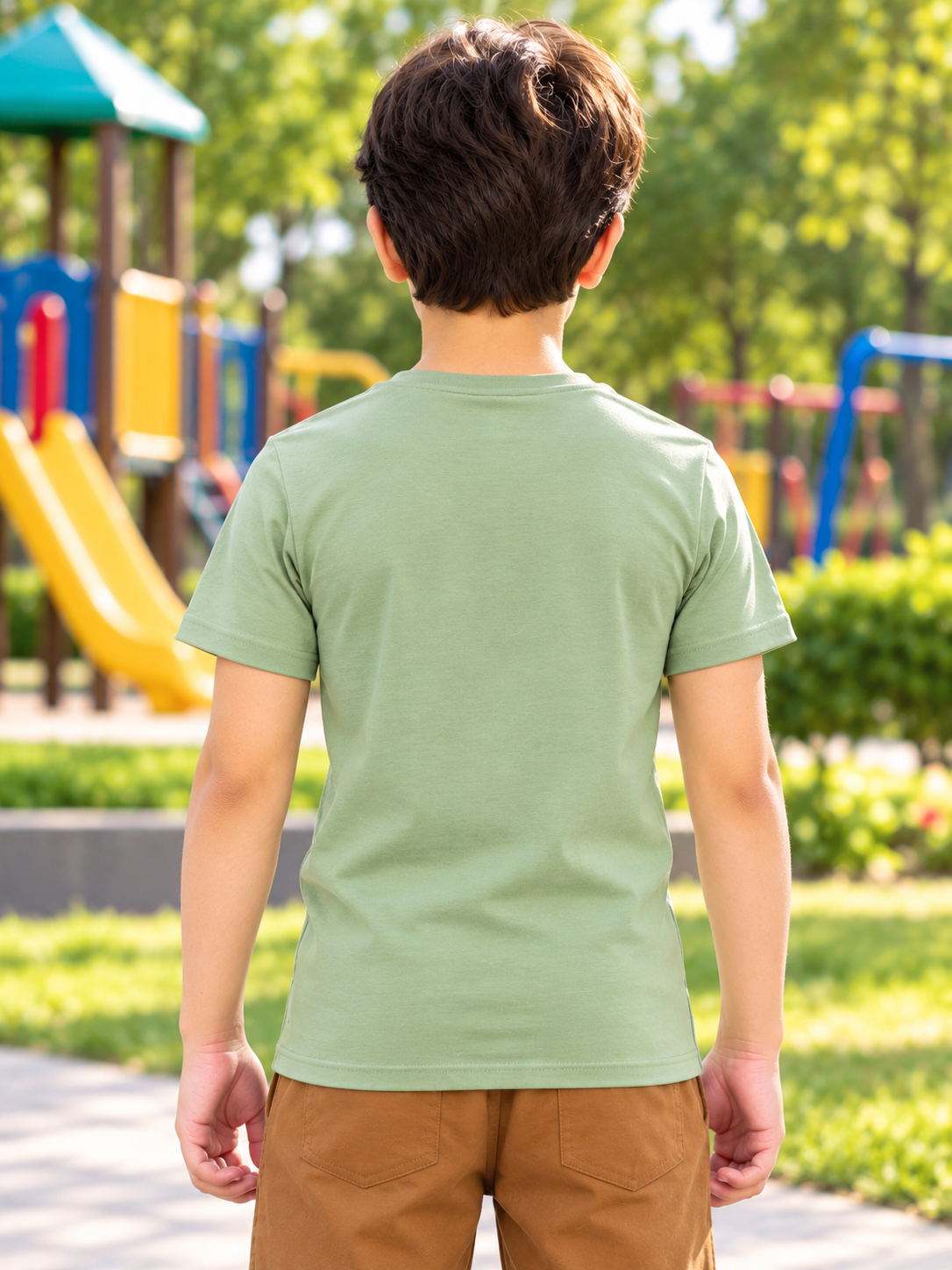 CORE SHORT REGULAR FIT T-SHIRT FOR BOYS GIRLS SAGE GREEN