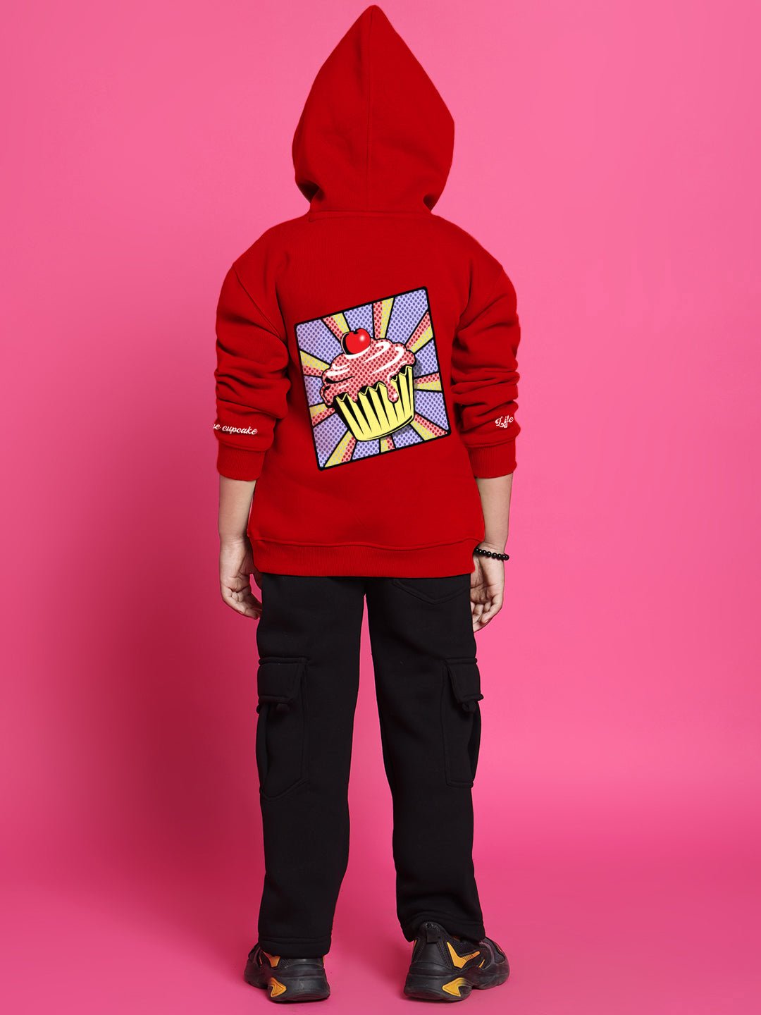 CUPCAKE OVERSIZED HOODIE BOYS GIRLS RED - KIDS HOODIE