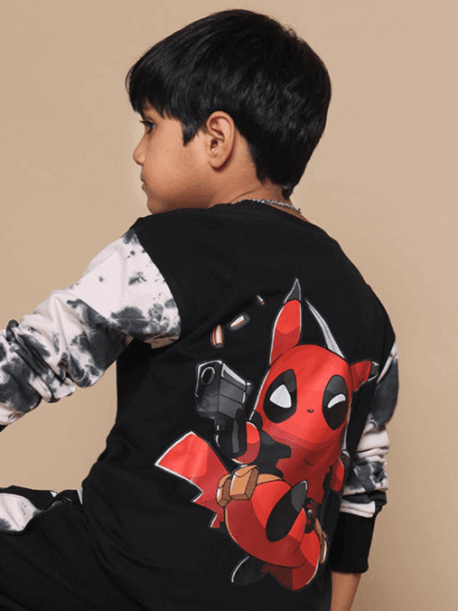DEADPOOL OVERSIZED SWEATSHIRT FOR BOYS GIRLS BLACK - KIDS SWEATSHIRT