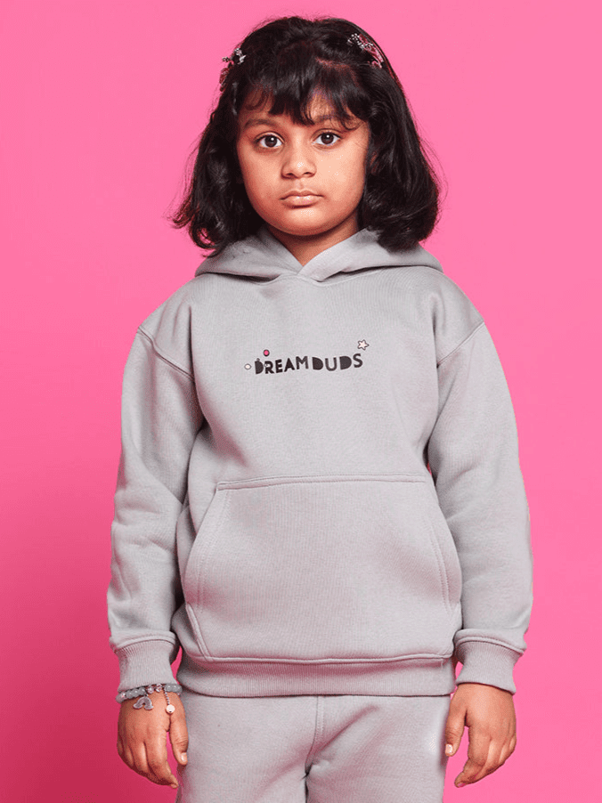 DREAM OVERSIZED FLEECE HOODIE FOR BOYS GIRLS GREY - KIDS HOODIE