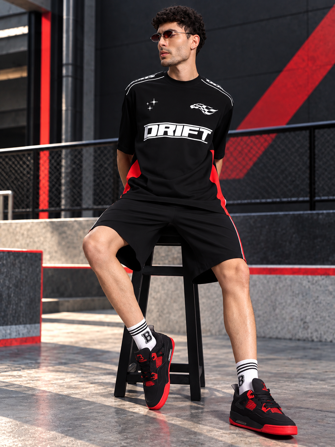 DRIFT REGULAR FIT COTTON SHORTS BLACK - Wearduds, view 5