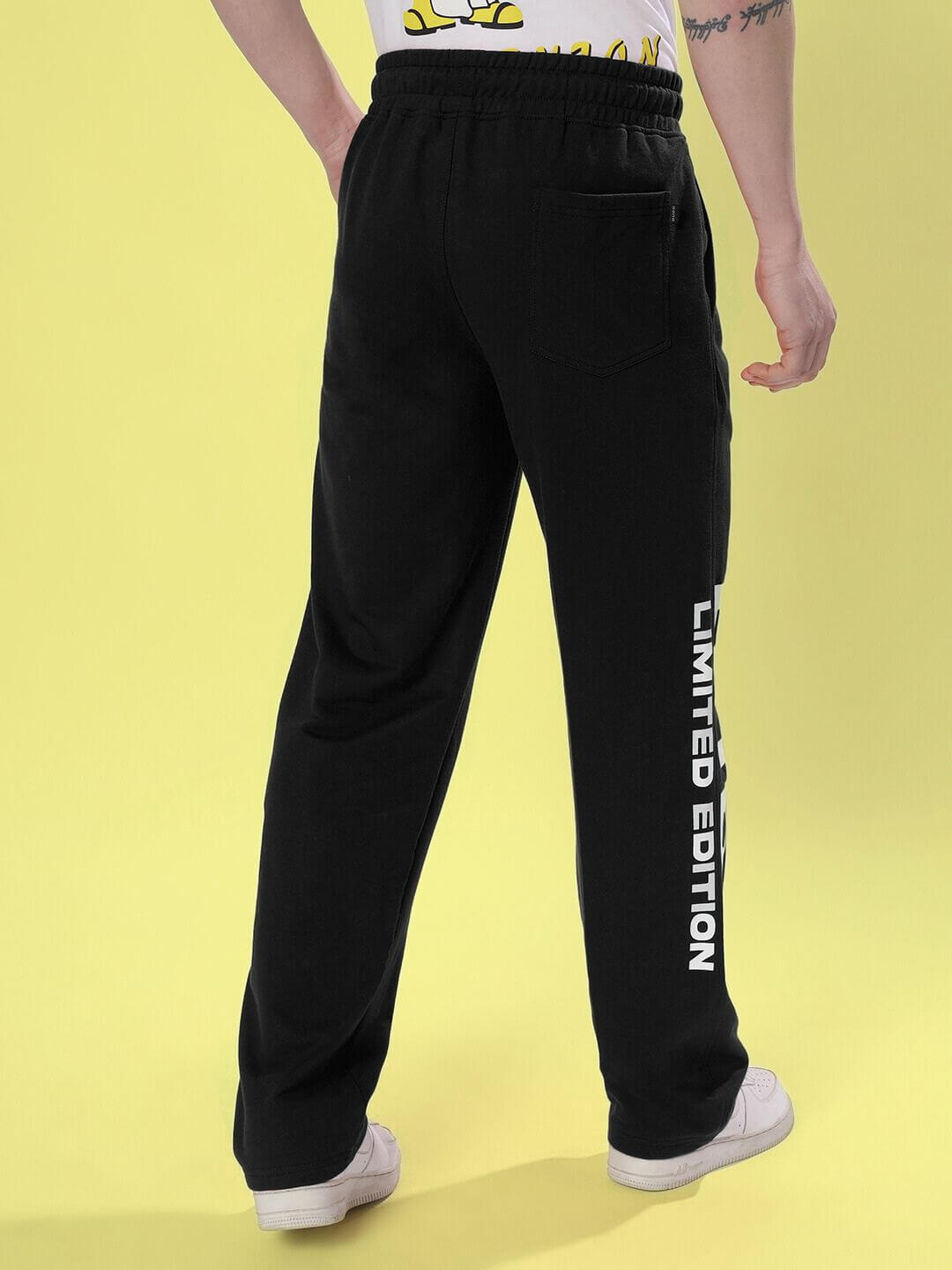 Back view of DUDS Limited Edition Black Jogger with 'Limited Edition' text, featuring comfortable fit and made-to-order customization options.