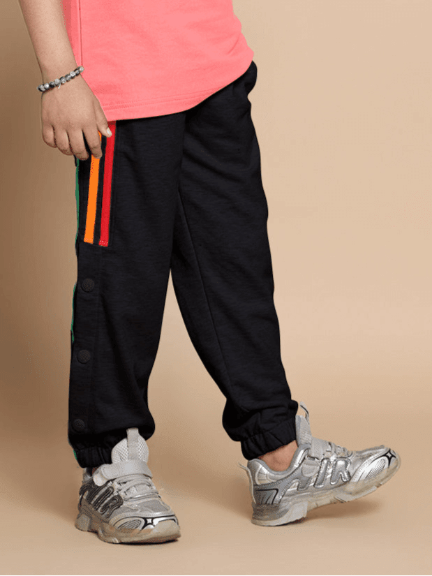 DUDS PRISM COLORFUL STRIPE JOGGER BOYS GIRL BLACK - KIDS JOGGER