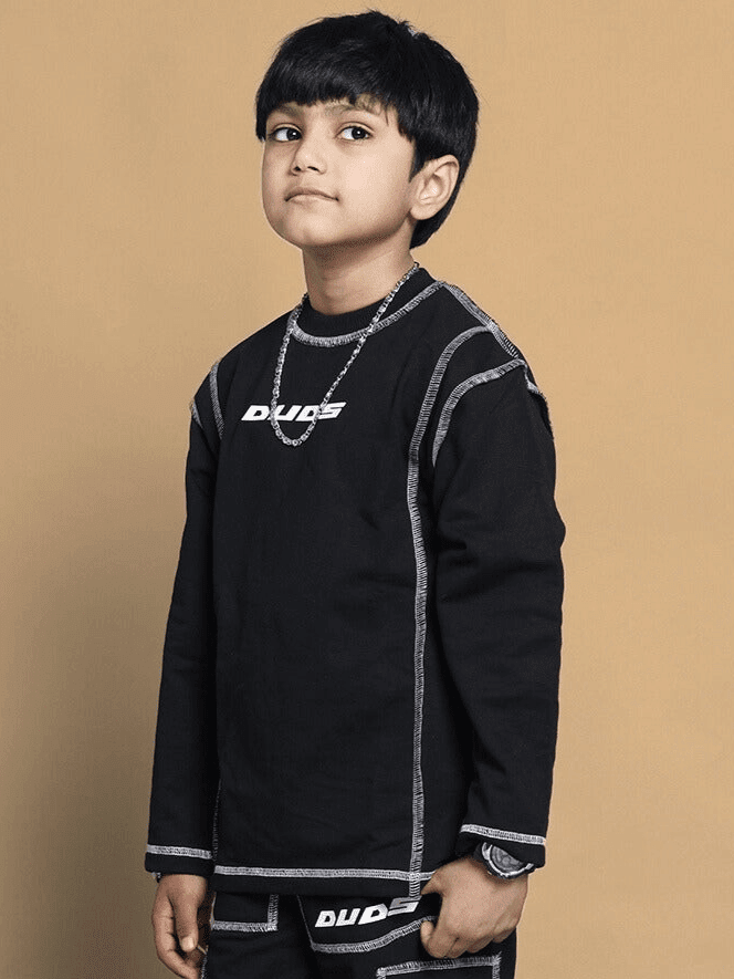 DYNAMIC OVERSIZED SWEATSHIRT FOR BOYS GIRLS BLACK - KIDS SWEATSHIRT
