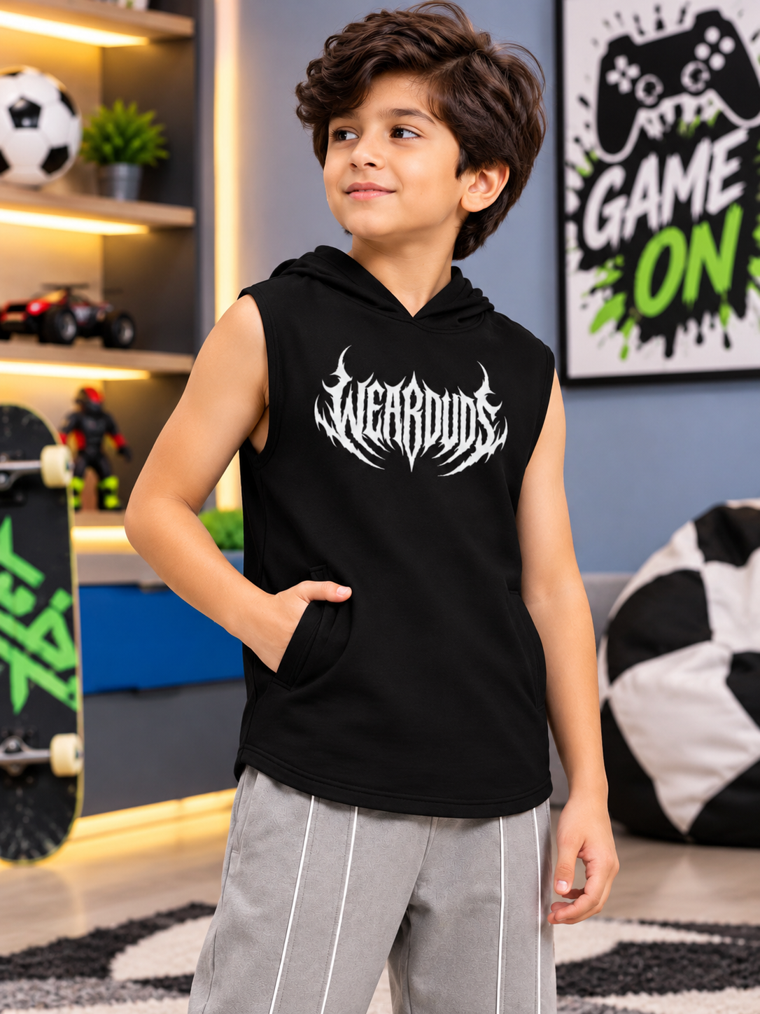 EDGE SLEEVELESS GRAPHIC PRINT FOR BOYS GIRLS BLACK