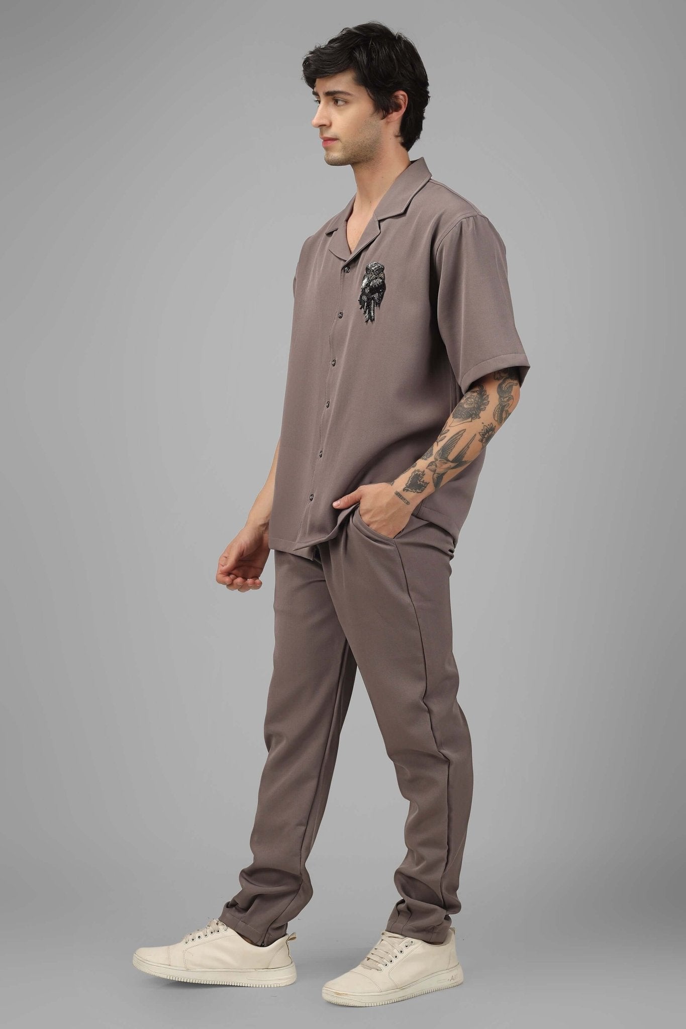 EMBELLISHED OWL CO - ORD SET SHIRT PANTS - CO - ORD SET