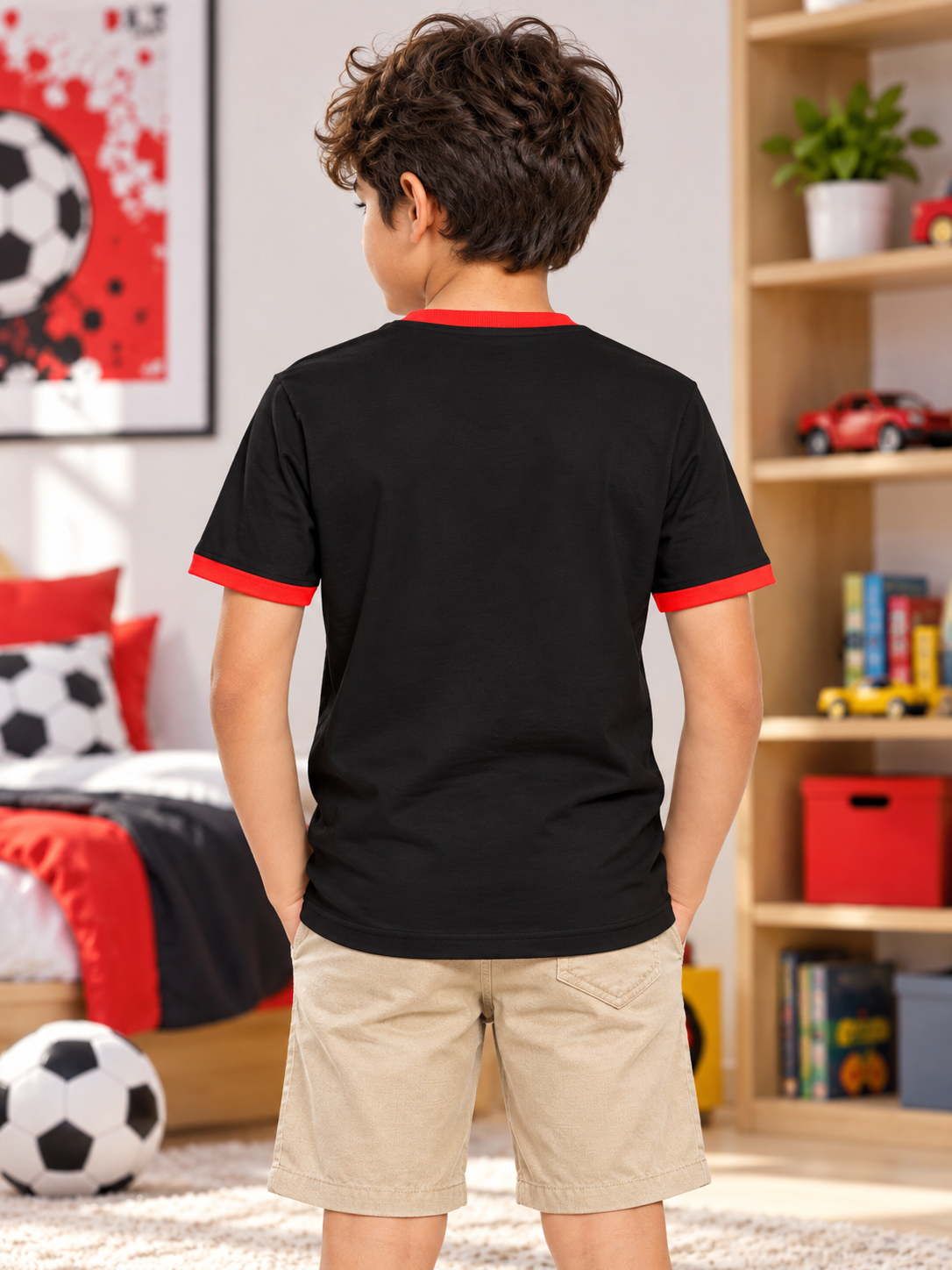 EMBROIDERED GRAPHIC FIT T-SHIRT FOR BOYS GIRLS BLACK