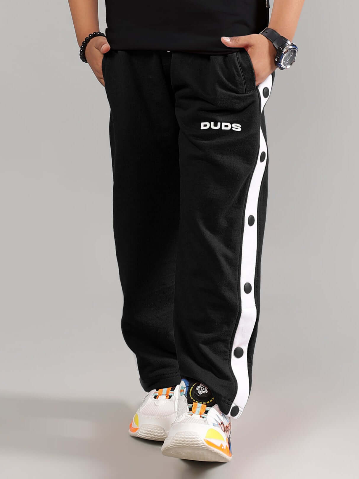 EZEL JOGGER FOR BOYS & GIRLS BLACK by DUDS in comfortable design with custom fit option.