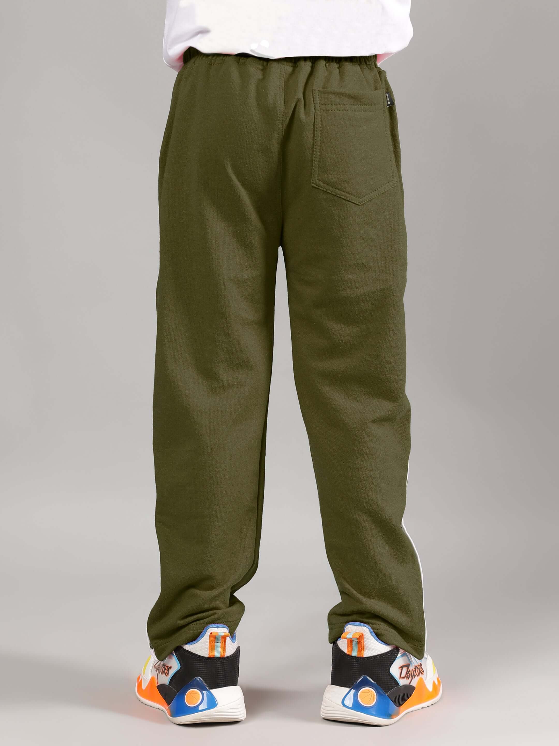 EZEL JOGGER FOR BOYS & GIRLS OLIVE GREEN pants shown from back view, perfect for comfortable and stylish wear.