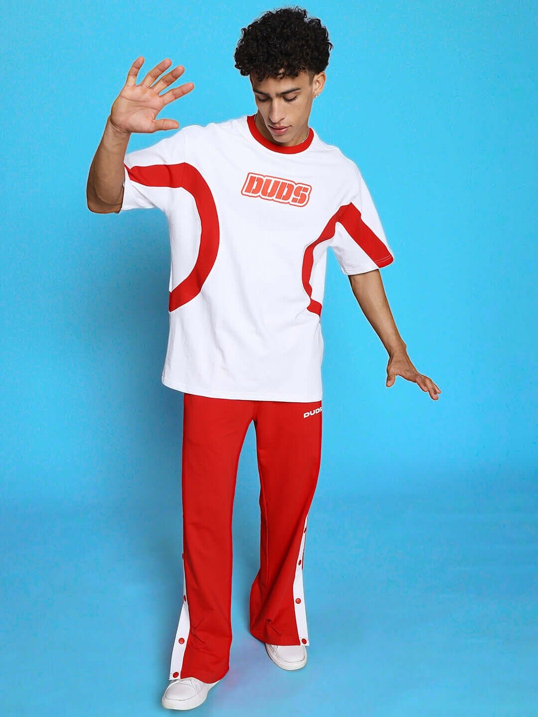 EZEL RELAXED FIT CO - ORD SET WHITE - RED - CO - ORD SET