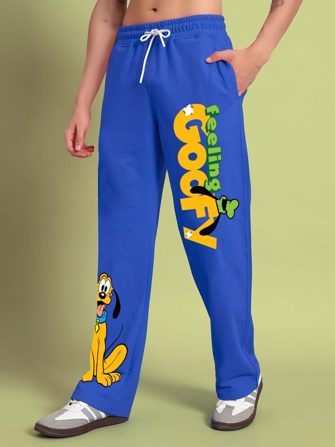 FEELING GOOFY RELAXED FIT JOGGER BLUE with playful print and vibrant design for casual wear.