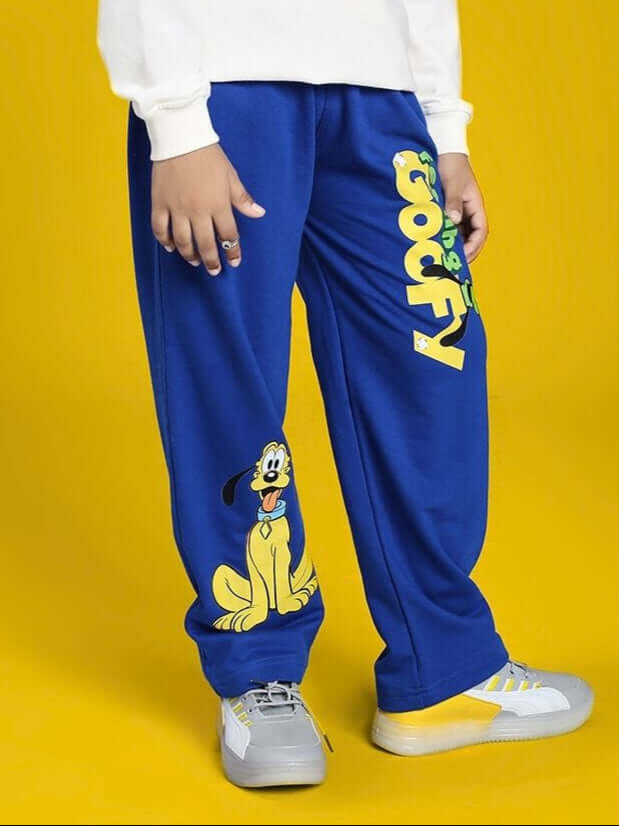 FEELING GOOFY JOGGER FOR BOYS AND GIRLS BLUE with cartoon design on pants.