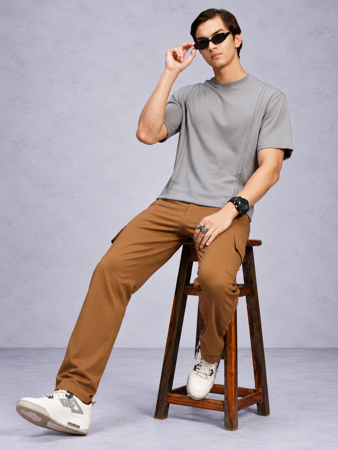 BELT LOOPS CARGO TROUSERS BROWN