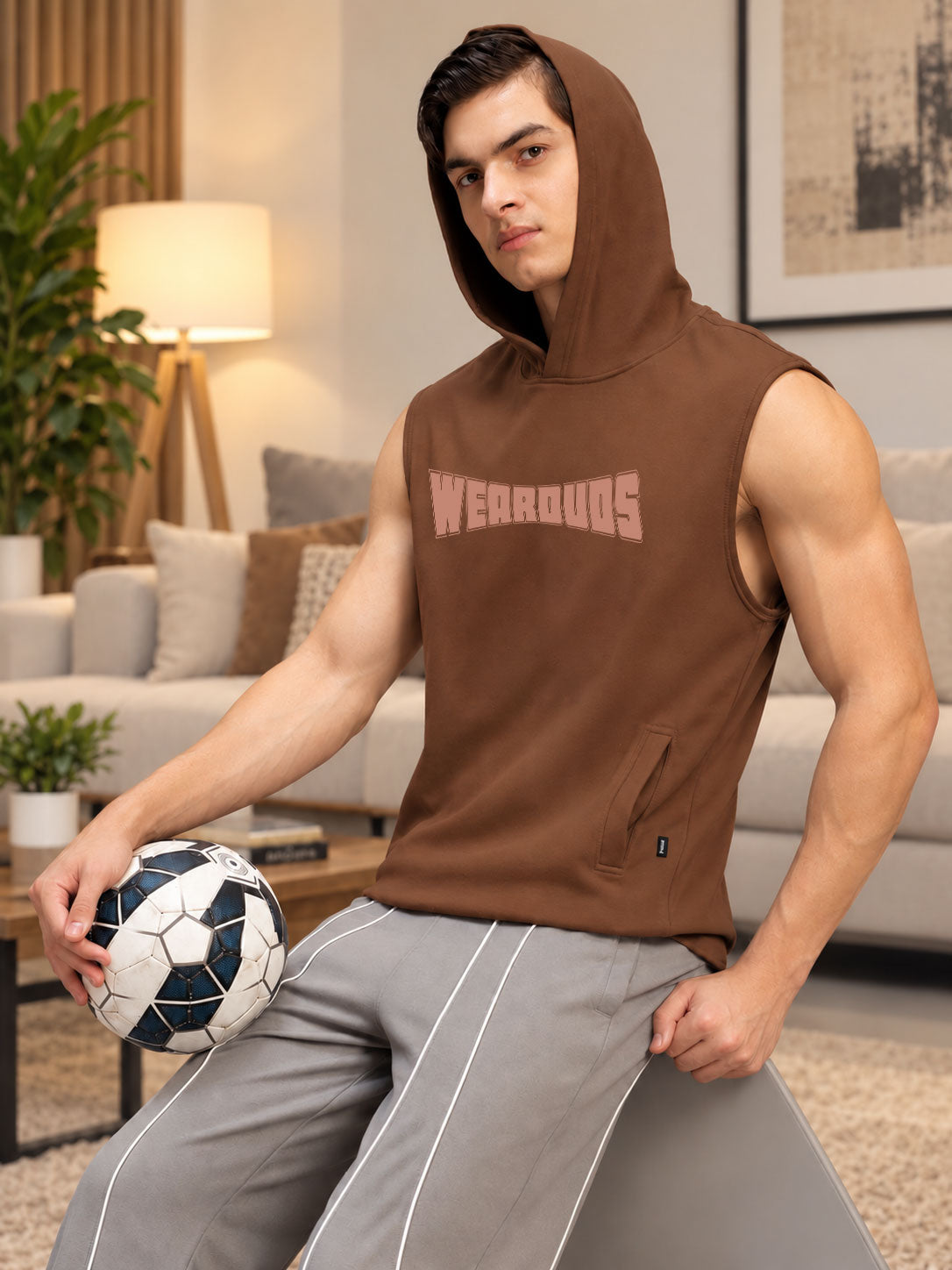 LOGO SLEEVELESS GRAPHIC PRINT BROWN