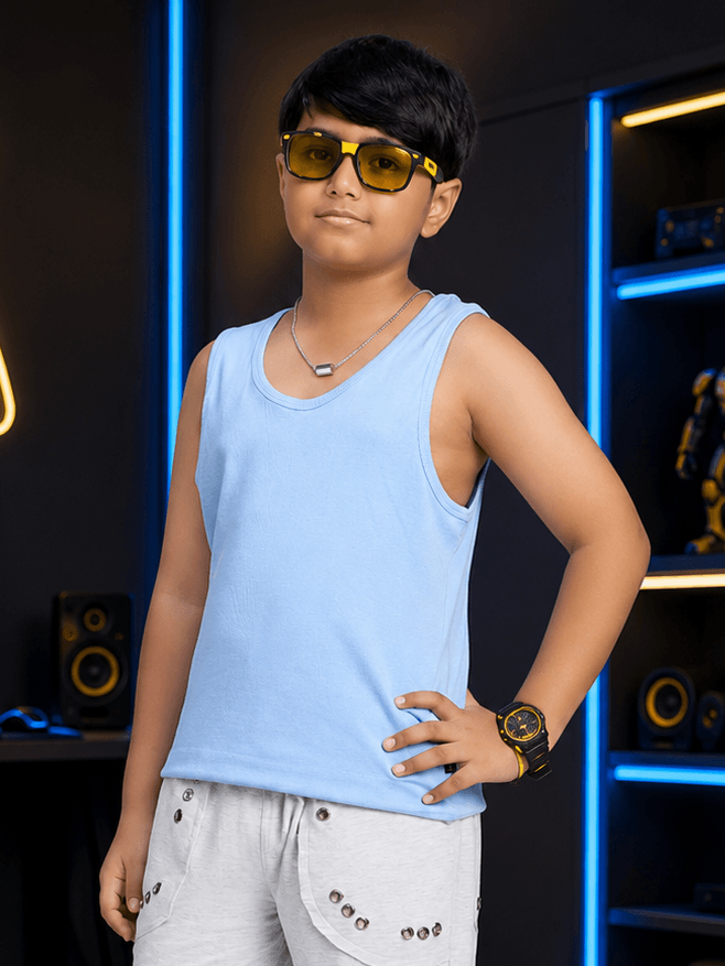 EASY WEAR VEST T-SHIRT FOR BOYS GIRLS SKY BLUE