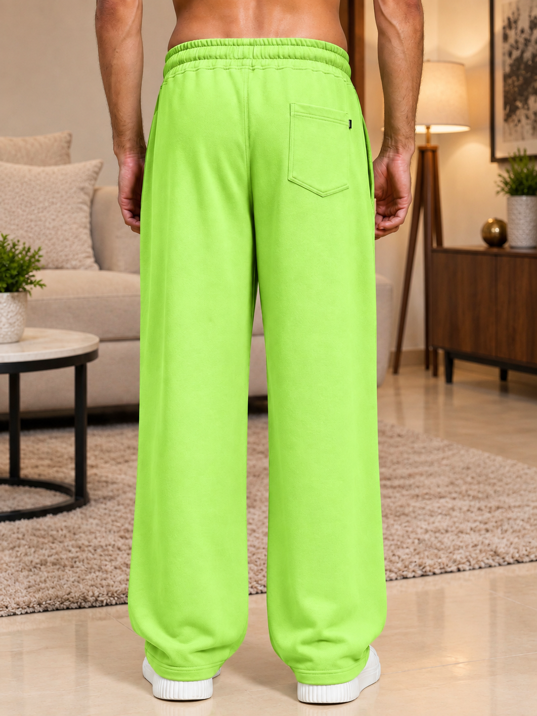 WOMEN DRAPE TAILORED FIT JOGGERS NEON GREEN