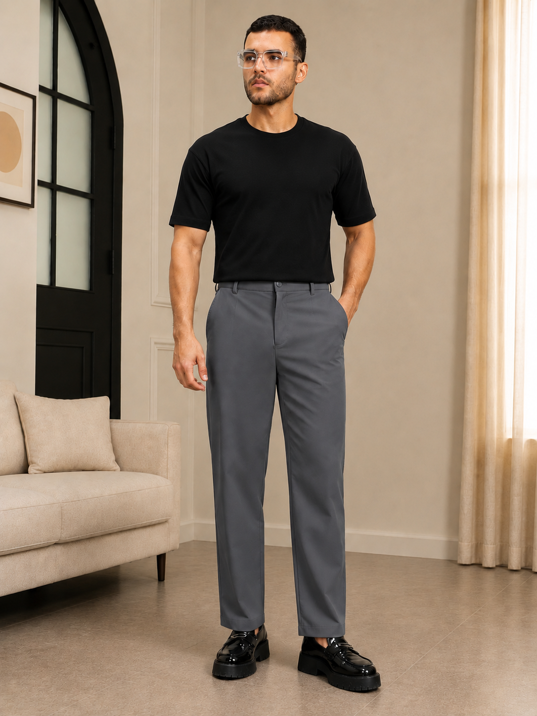 HIGH-FLEX TAILORED PANTS GREY
