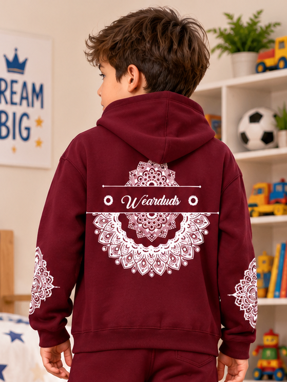 YANTRA FLEECE HOODIE FOR KIDS WINE