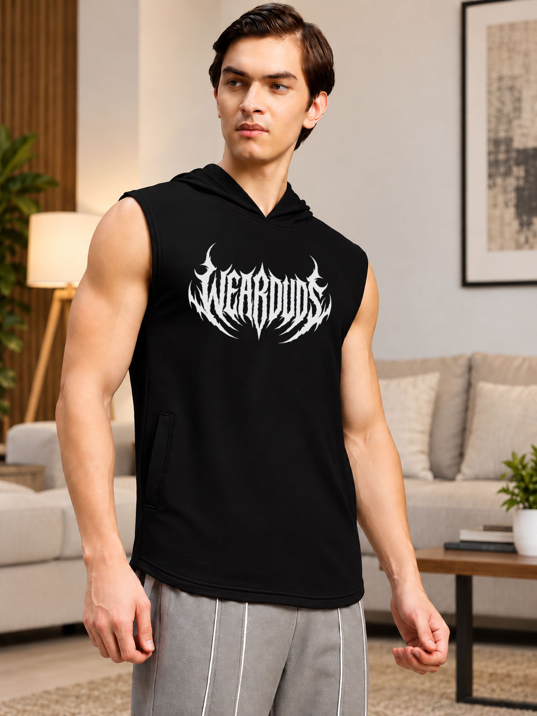 EDGE SLEEVELESS GRAPHIC PRINT BLACK