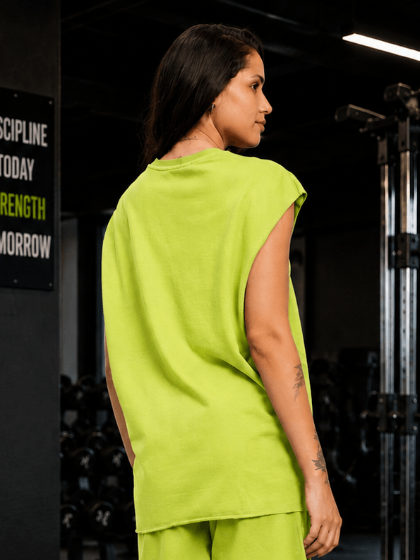 WOMEN DRIVE MONOCHROME SLEEVELESS T-SHIRT NEON GREEN