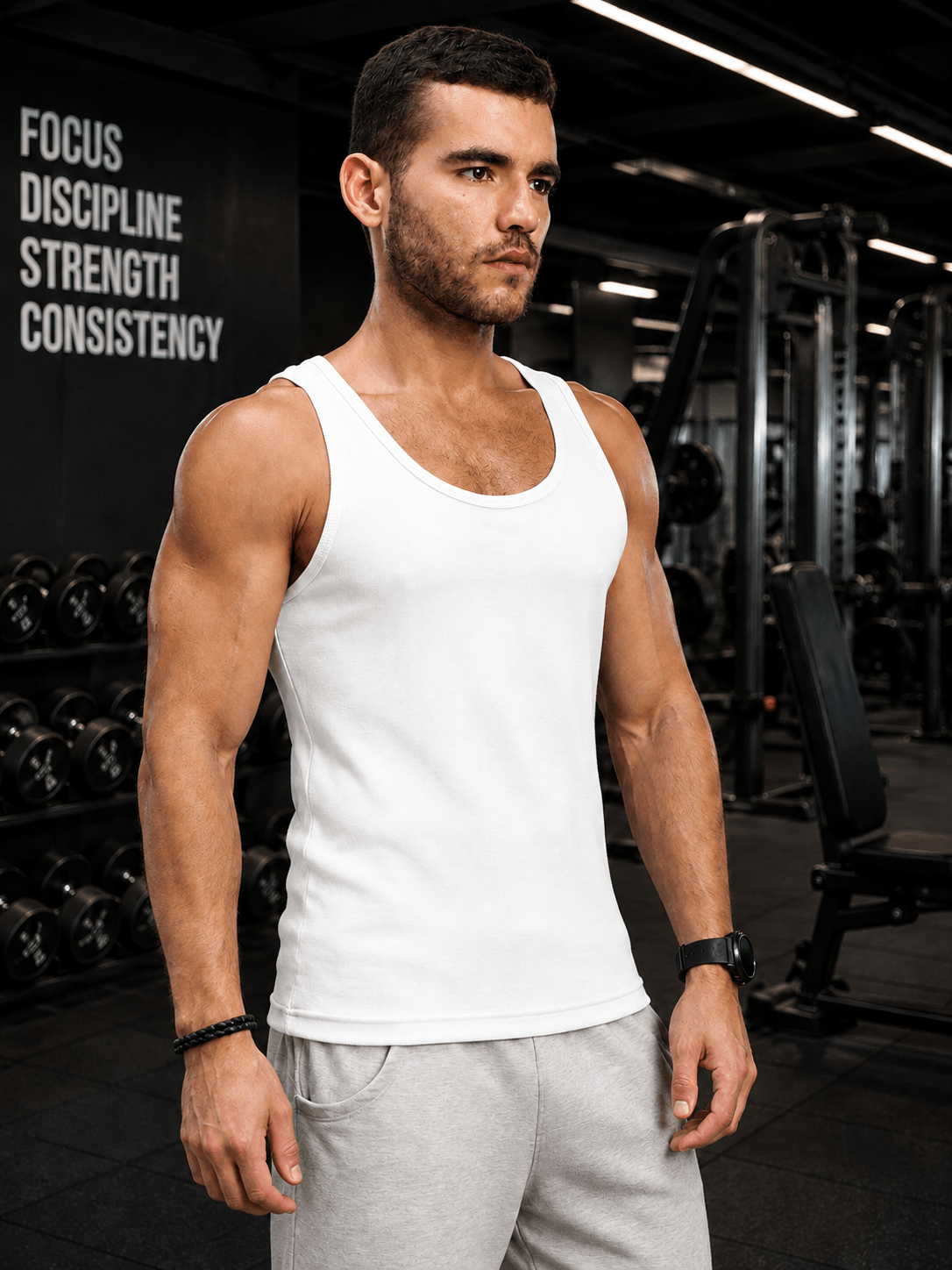 WEARDUDS Shop EASY WEAR VEST GYM T-SHIRT WHITE for a clean, sporty look perfect for gym sessions, workouts, casual outings, and everyday styling.