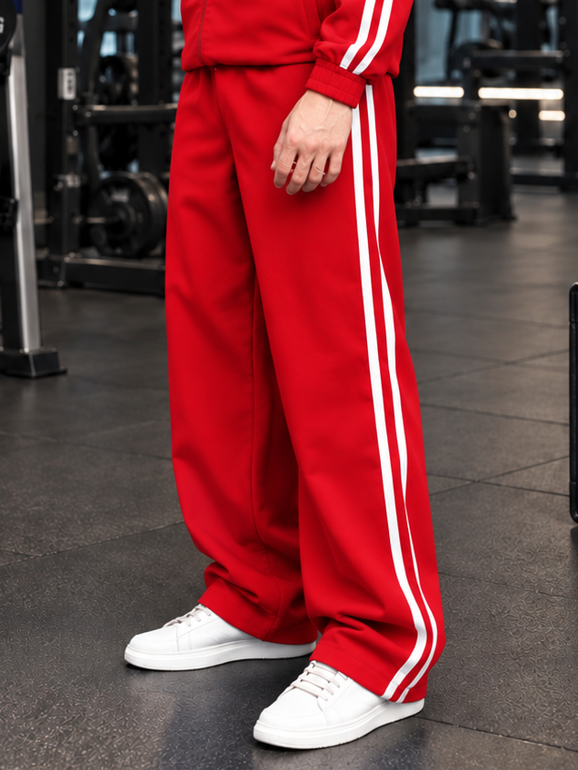 SPORTY ZIP UP RELAXED-FIT JOGGERS RED