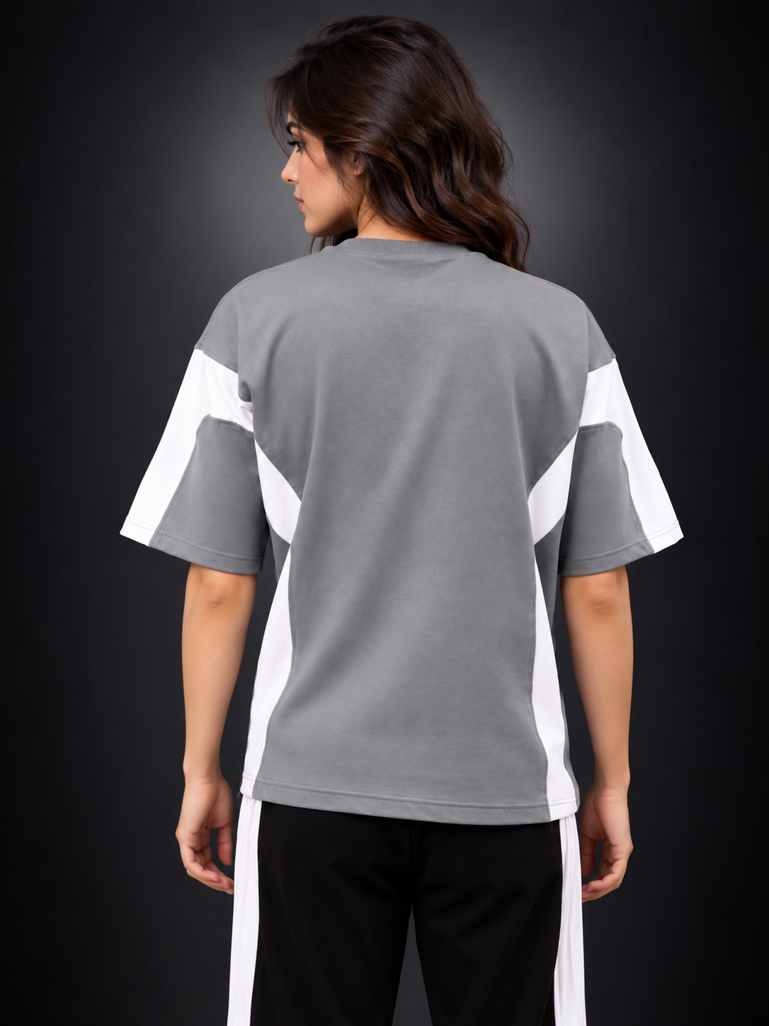 WOMEN WILD FORCE OVER-SIZED T-SHIRT GREY WHITE