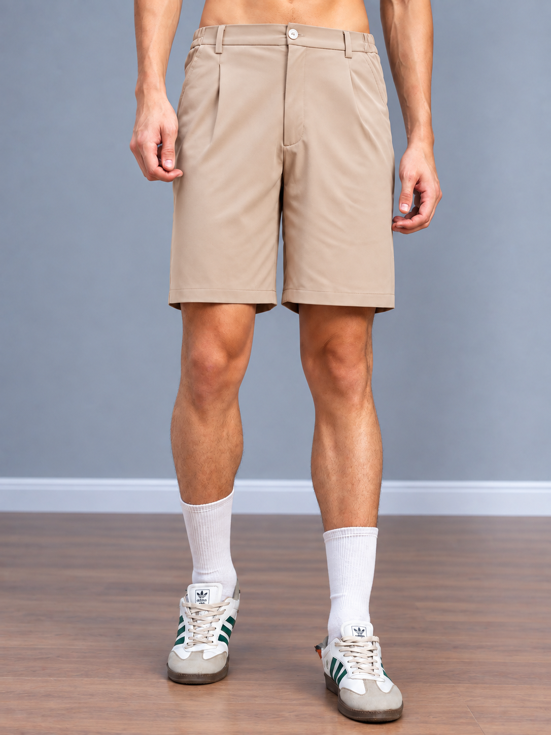 ELASTIC RUNNING REGULAR SHORTS BEIGE