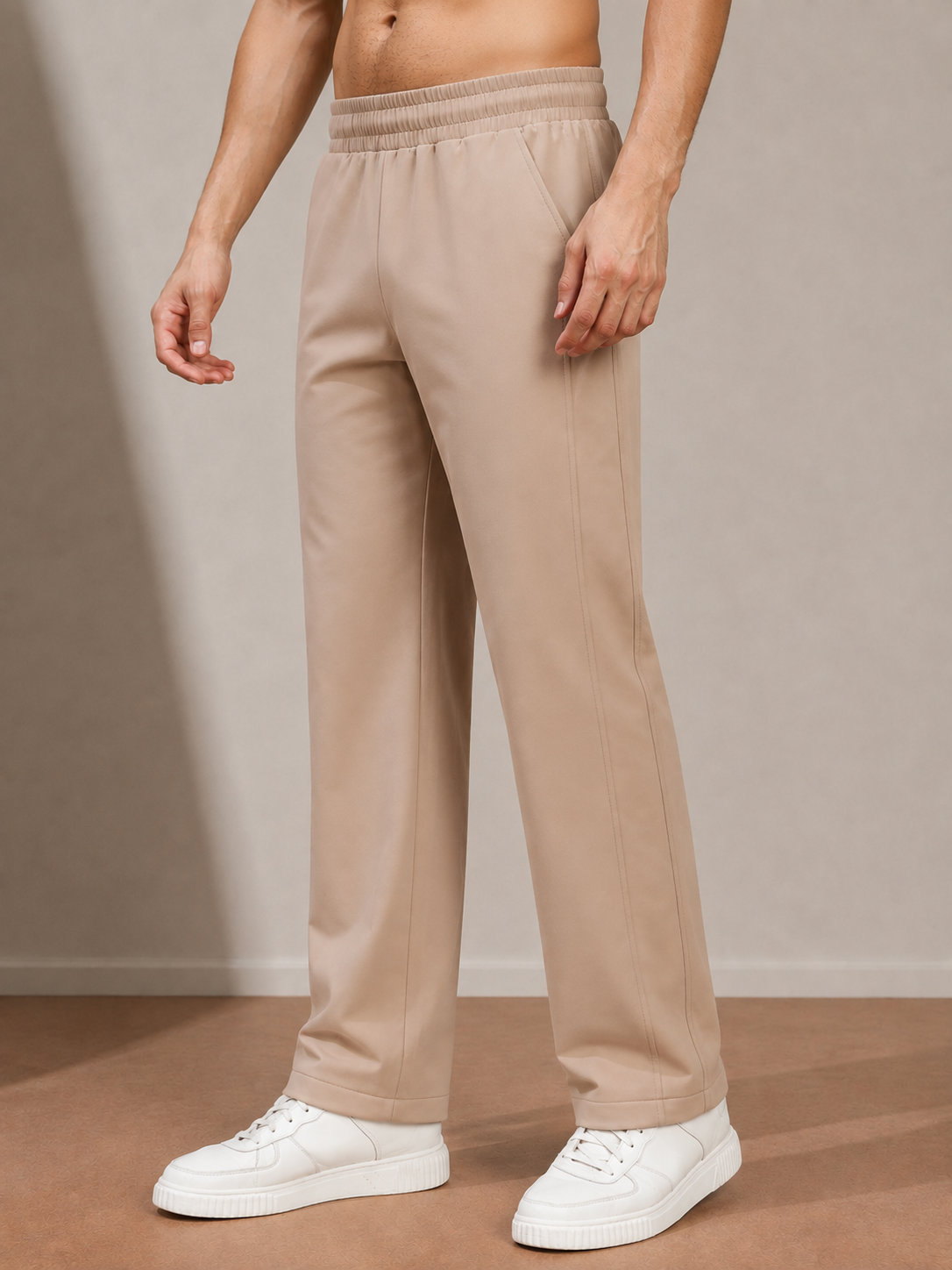 ATHLETIC DRESS TRACK TROUSERS BEIGE