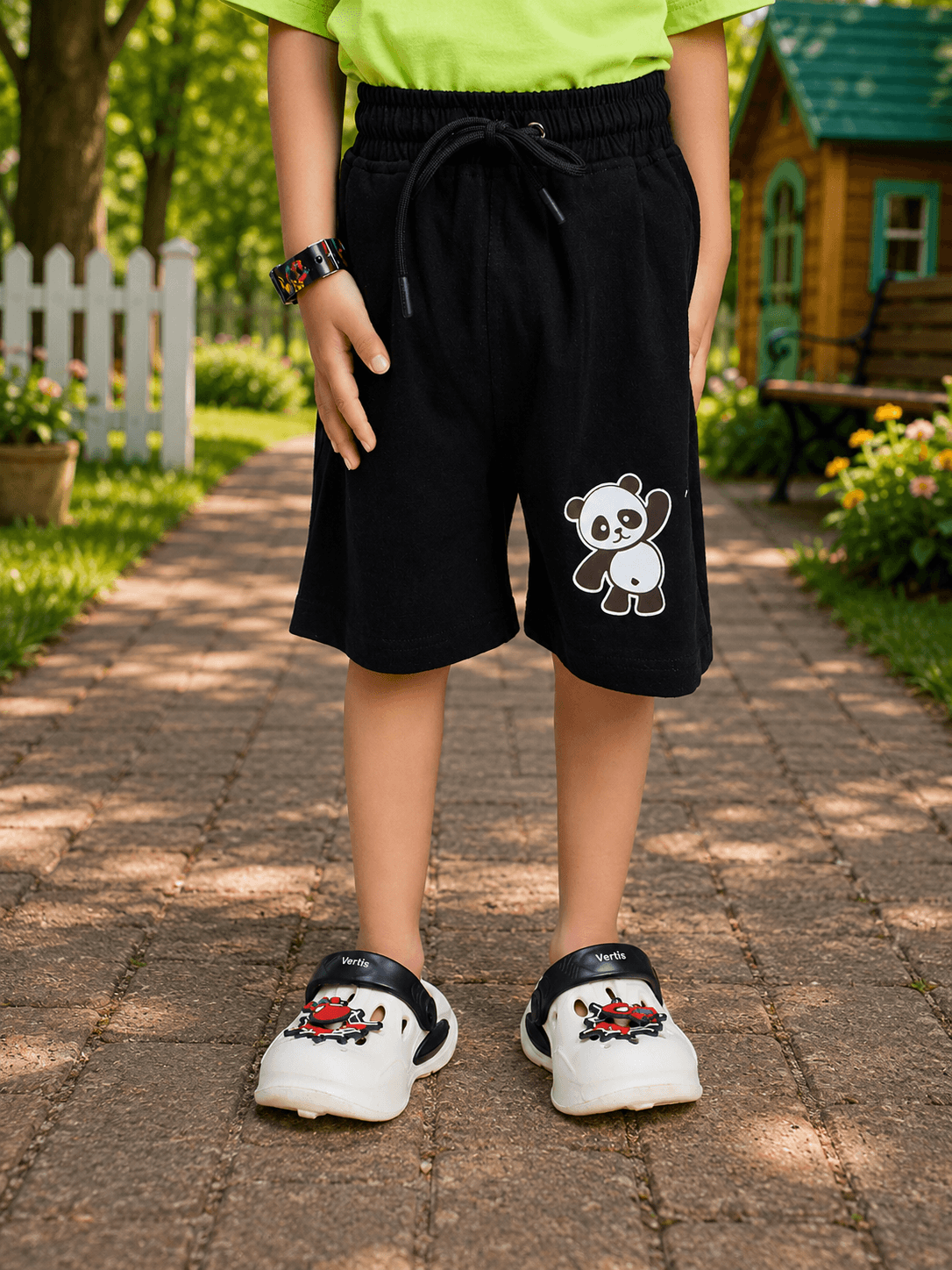 PEEK-A-PANDA CO-ORD FOR BOYS GIRLS LIME GREEN BLACK