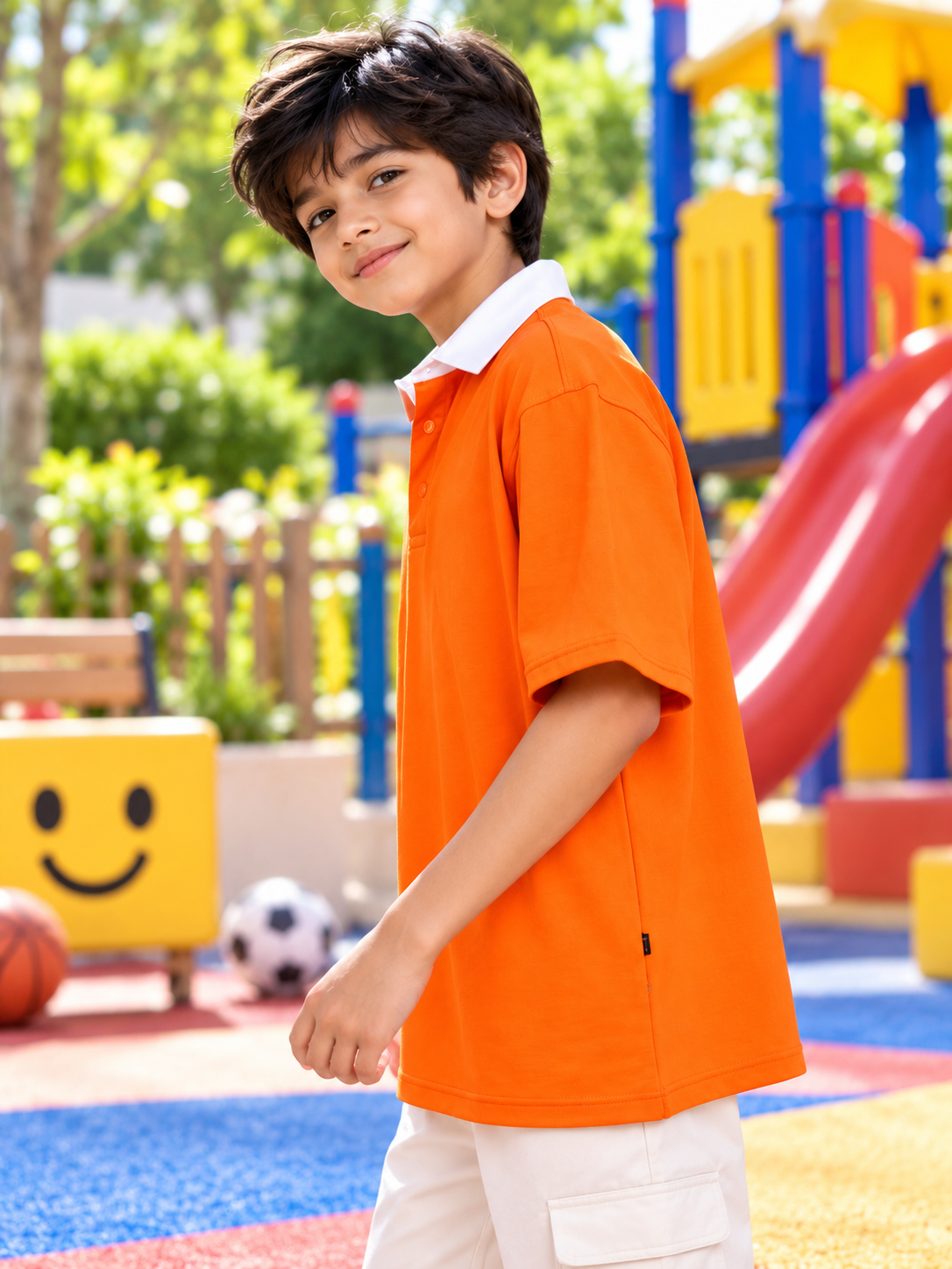 SAGOL POLO OVERSIZED T-SHIRT KIDS ORANGE