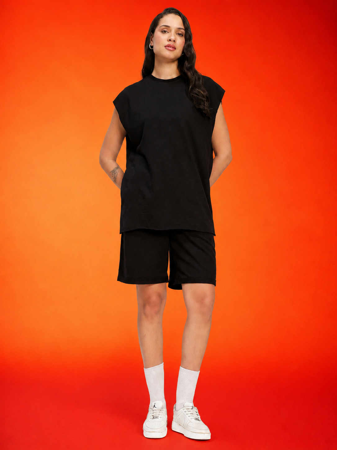 WOMEN DRIVE MONOCHROME CO-ORD SET BLACK