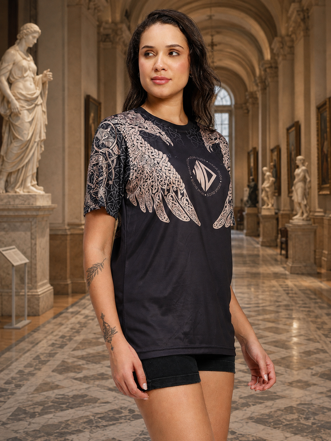 WOMEN AURA OF ASGARD REGULAR T-SHIRT BLACK