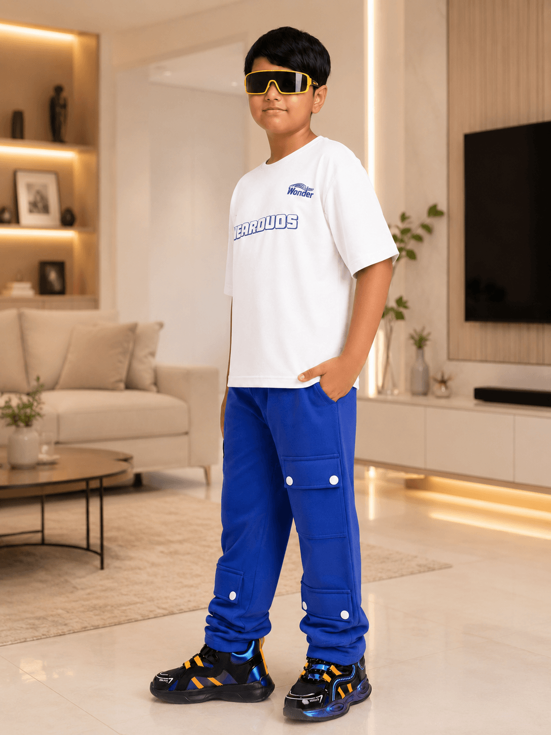 AWESOME FLAP POCKET BAGGY JOGGER FOR BOYS GIRLS BLUE