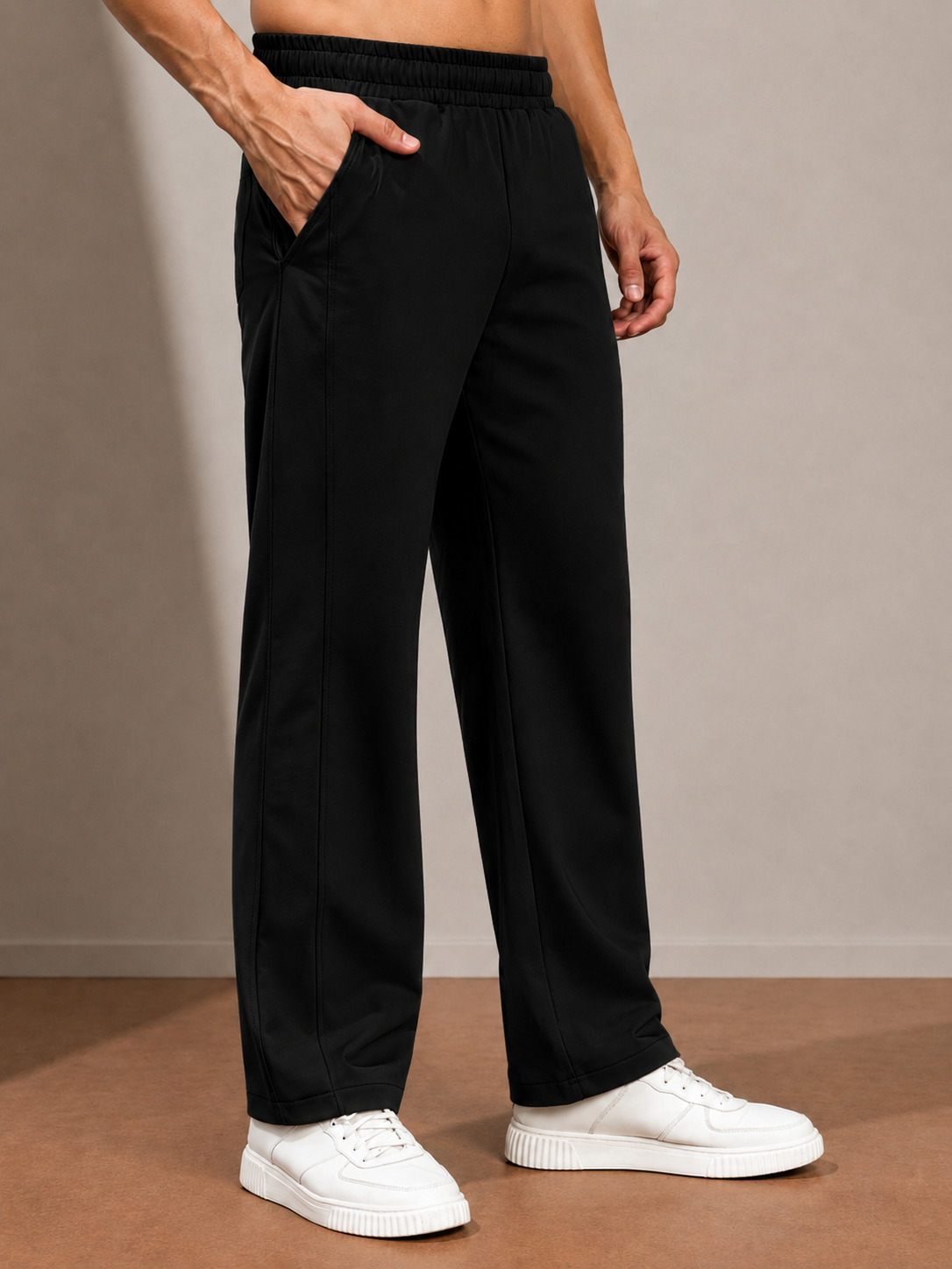 ATHLETIC DRESS TRACK TROUSERS BLACK
