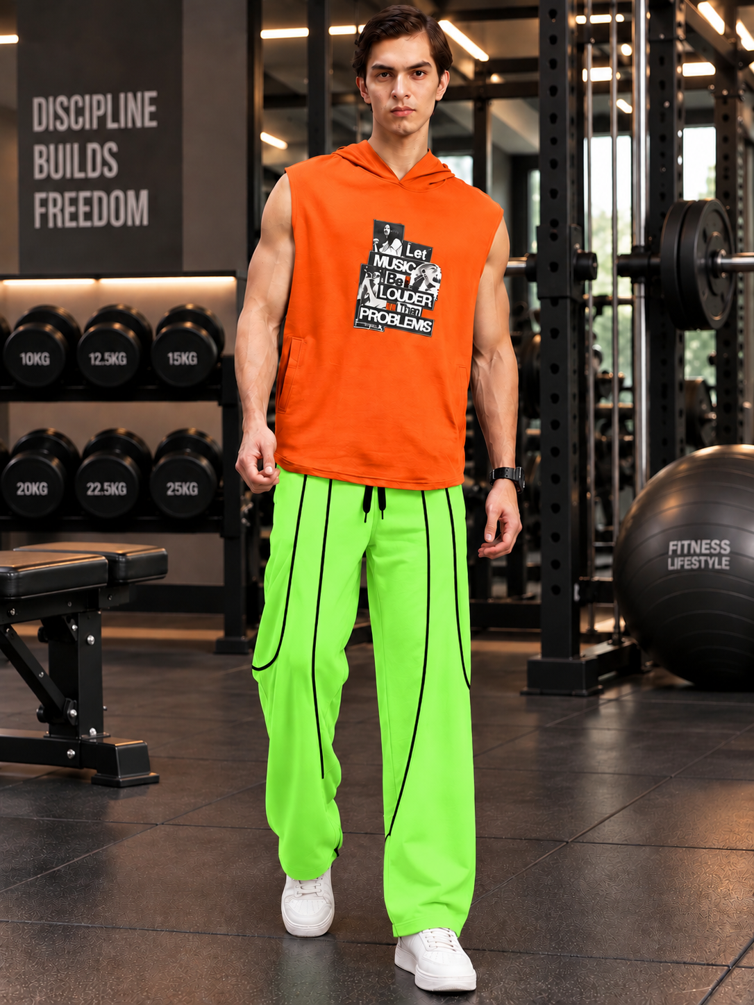 DRAWSTRING FIT JOGGERS NEON GREEN