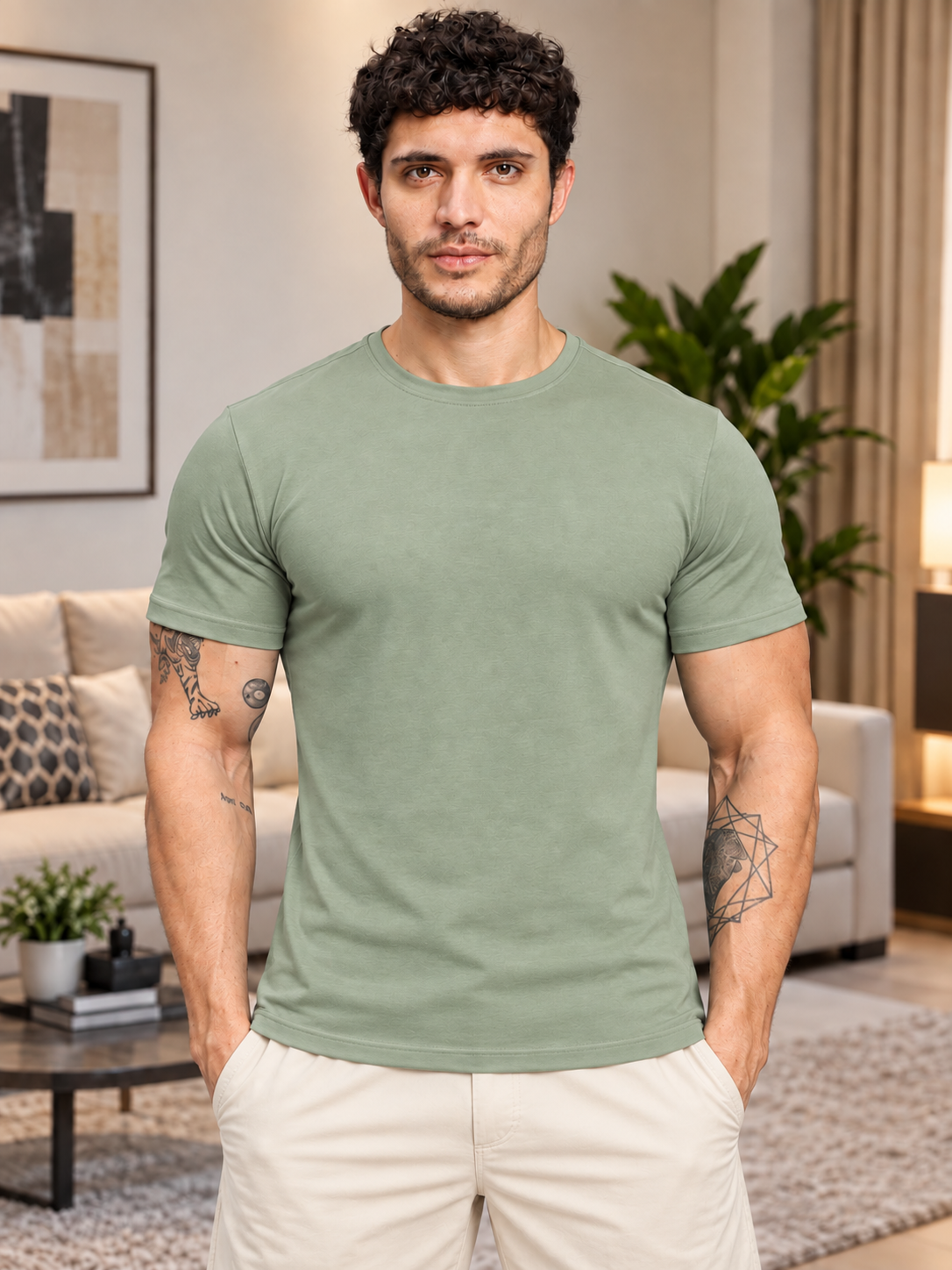 CLASSIC SLIM FIT T-SHIRT SAGE GREEN