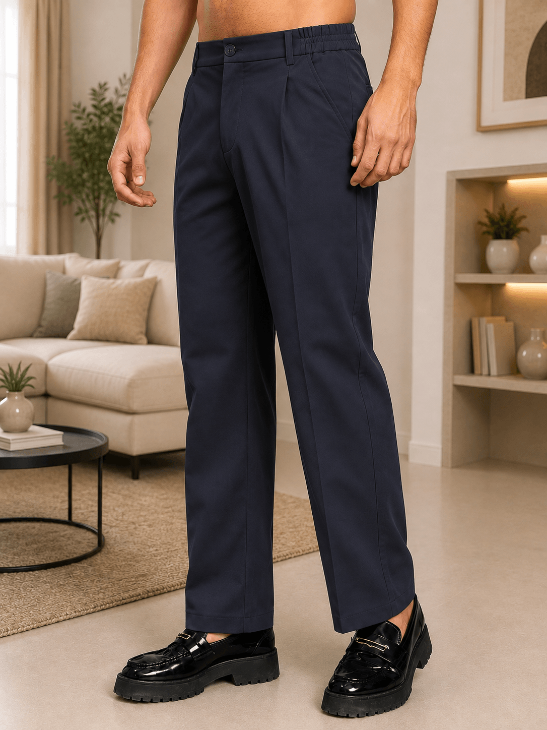 HIGH-FLEX TAILORED PANTS DARK GARY in dark grey, designed for comfort and style in any setting.