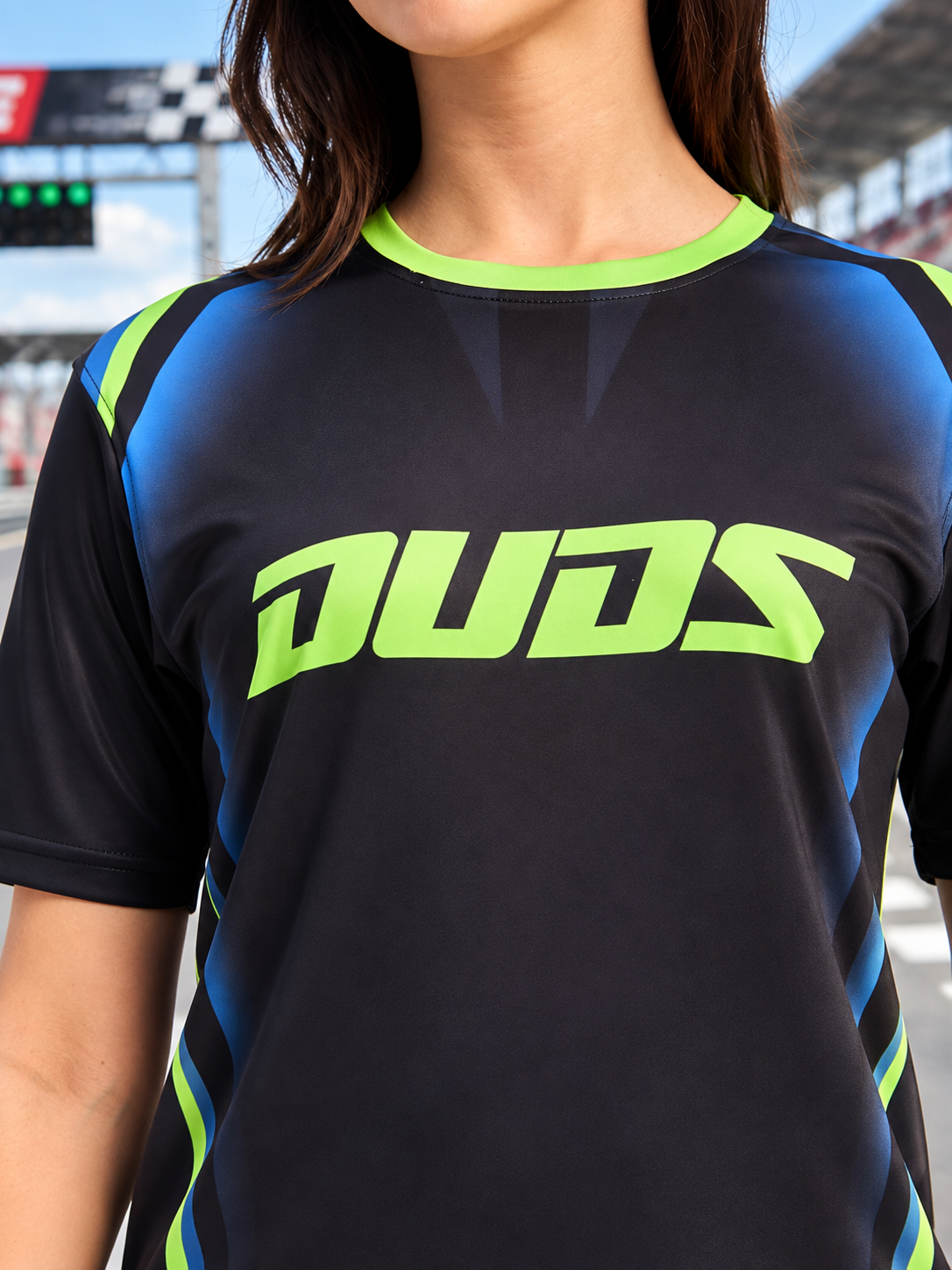 WOMEN SLEEVE RACING GRAPHIC T-SHIRT BLACK
