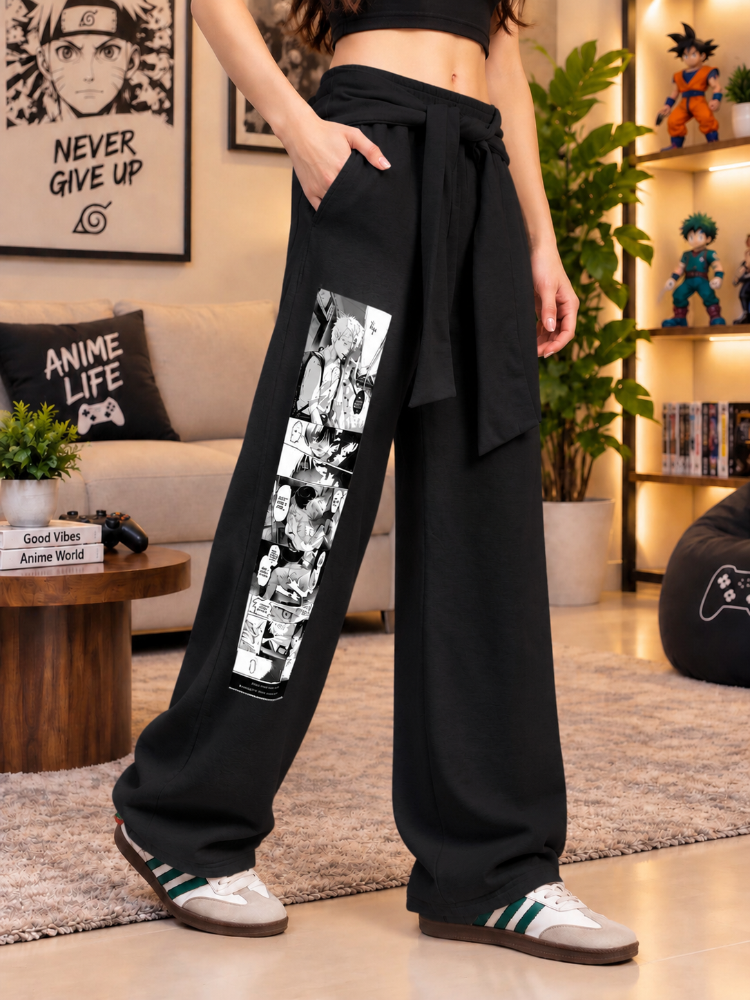 WOMEN CHILL GRAPHIC JOGGERS BLACK