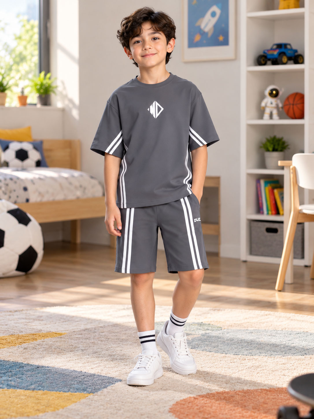 OUTLOOK HALF CO-ORD FOR BOYS GIRLS GREY