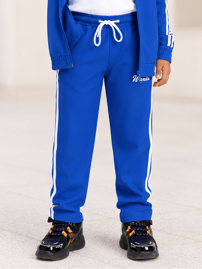 SPORTY STRIPE JOGGER FOR BOYS AND GIRLS ROYAL BLUE featuring stylish stripe detailing and comfortable fit.