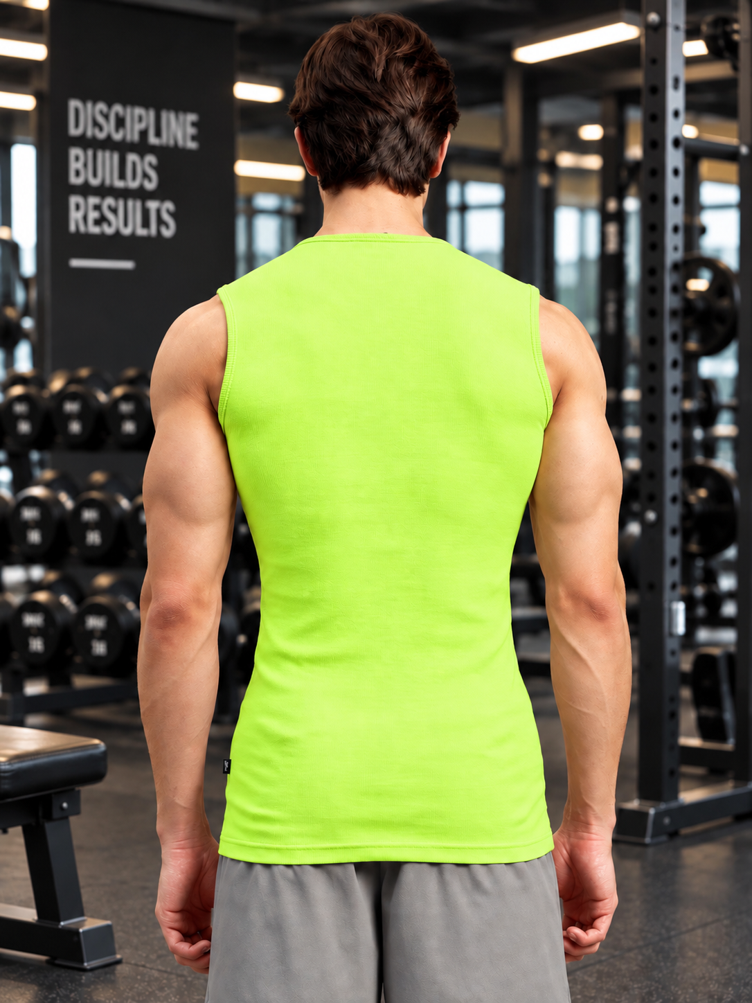 SLEEVELESS TANK GYM T-SHIRT NEON GREEN