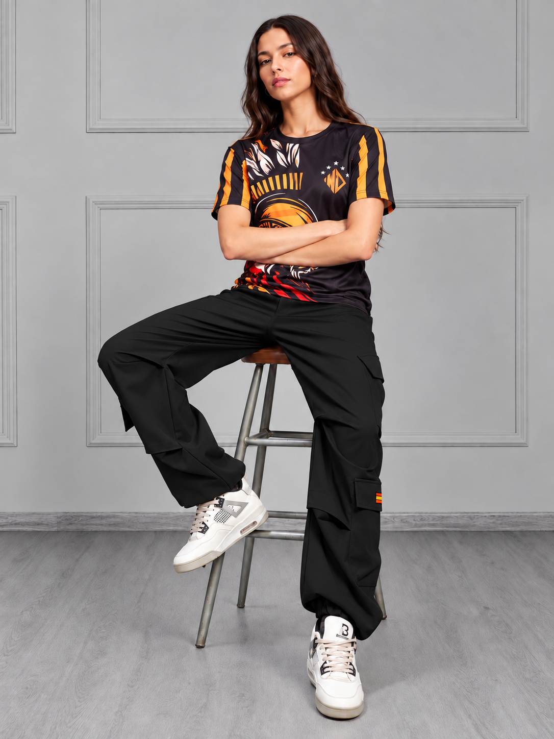 WOMEN TACTICAL FIT MULTI POCKET CARGO PANTS BLACK