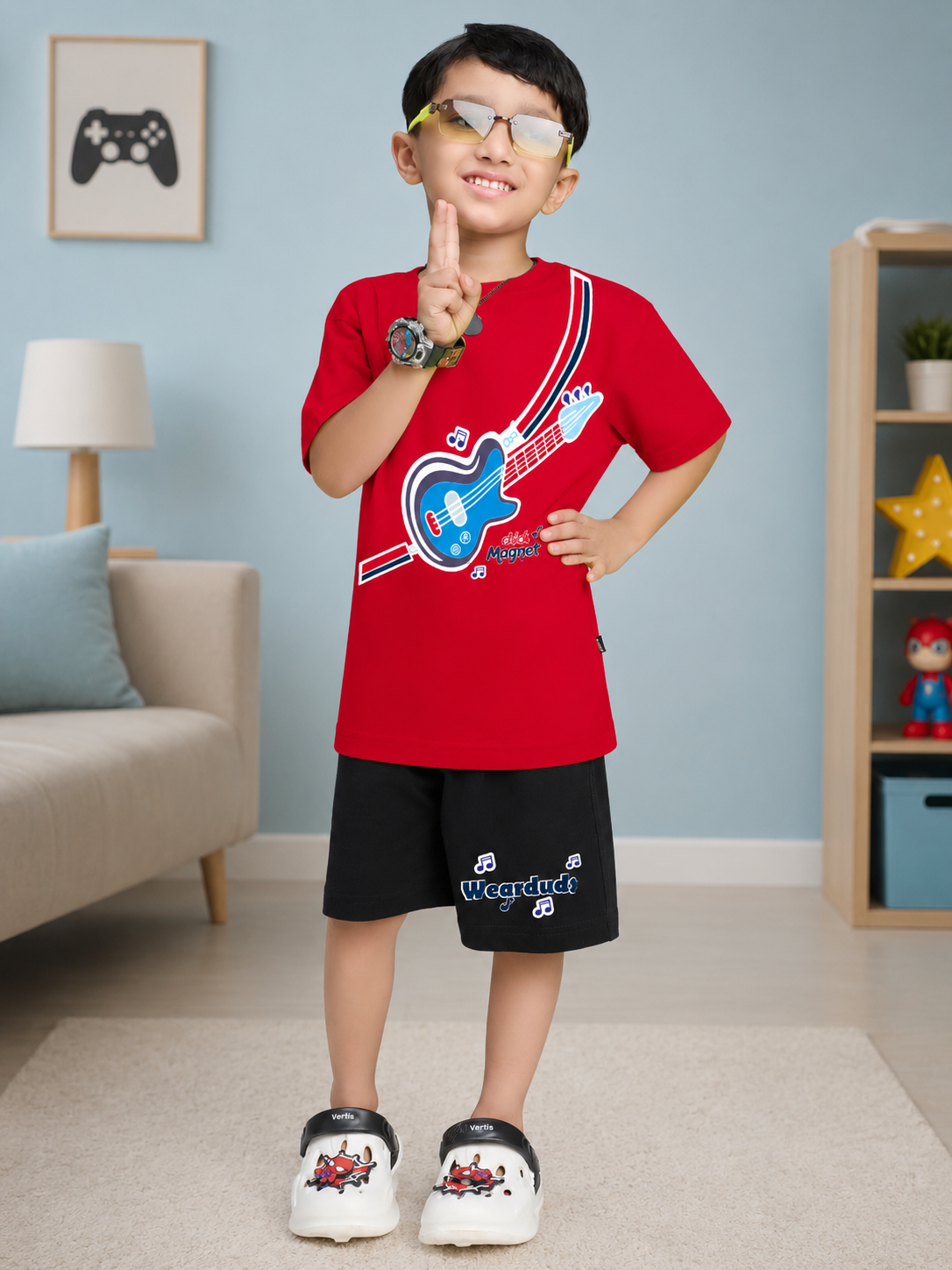 LITTLE ROCKSTAR SHORTS FOR BOYS GIRLS BLACK
