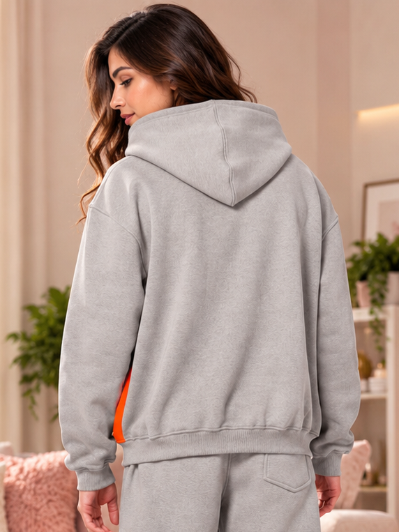 WOMEN WORLDWIDE COTTON FLEECE HOODIE GREY