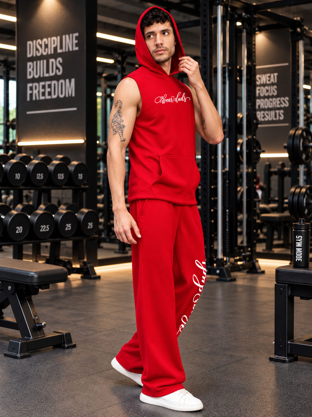 BUILDS FREEDOM SLEEVELESS HOODED CO-ORD RED