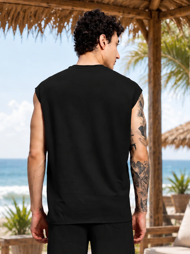DRIVE MONOCHROME SLEEVELESS T-SHIRT ROYAL BLACK