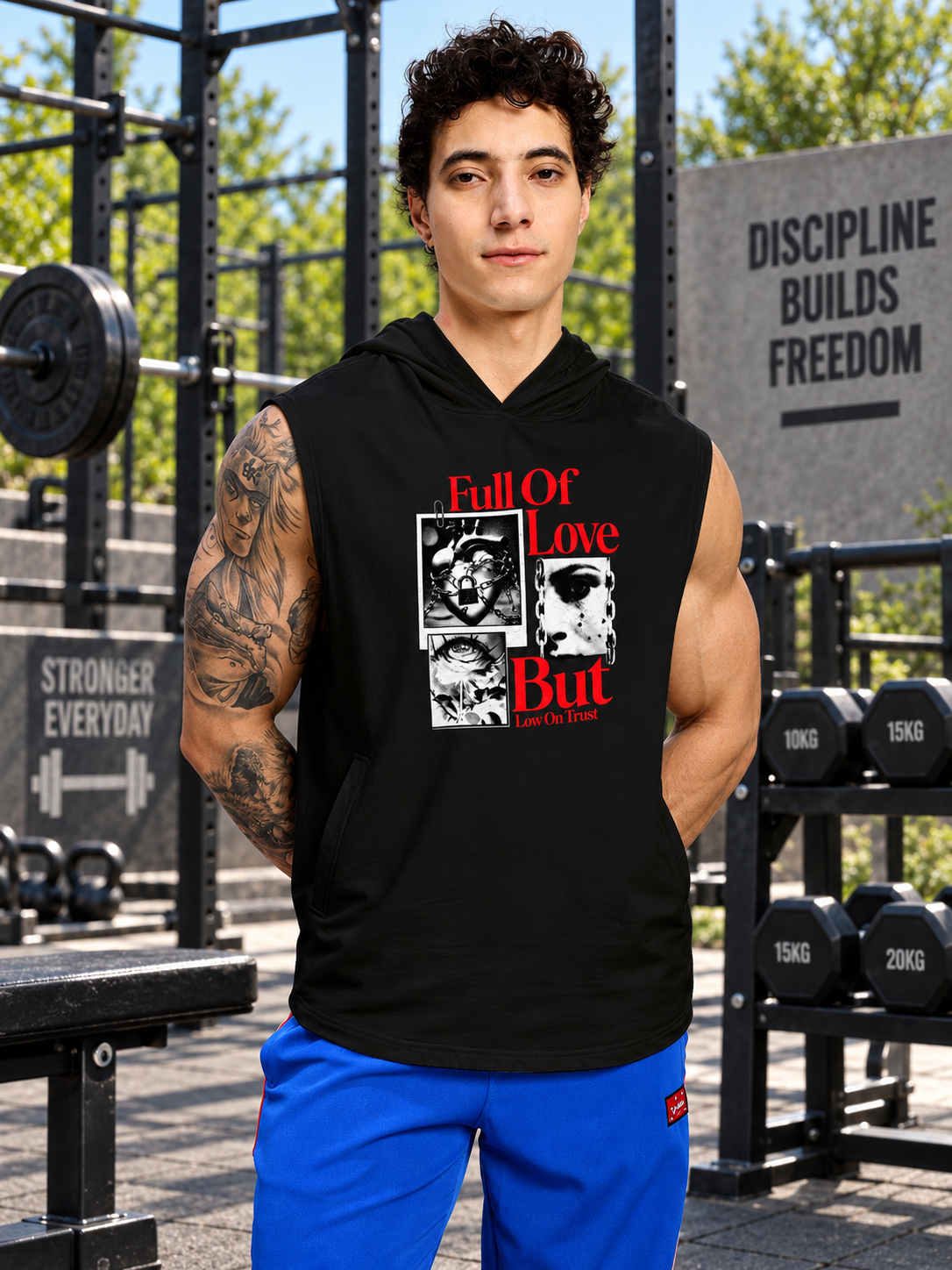LIGHTWEIGHT SLEEVELESS HOODIE BLACK