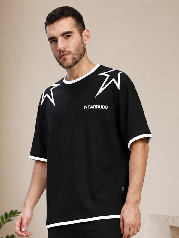 STAR PRINT FIT T-SHIRT BLACK